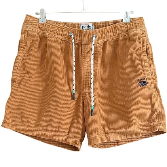 PARTY PANTS | Brown Corduroy 5 inch Pull-on Drawstring Shorts | Small - Picture 1 of 6